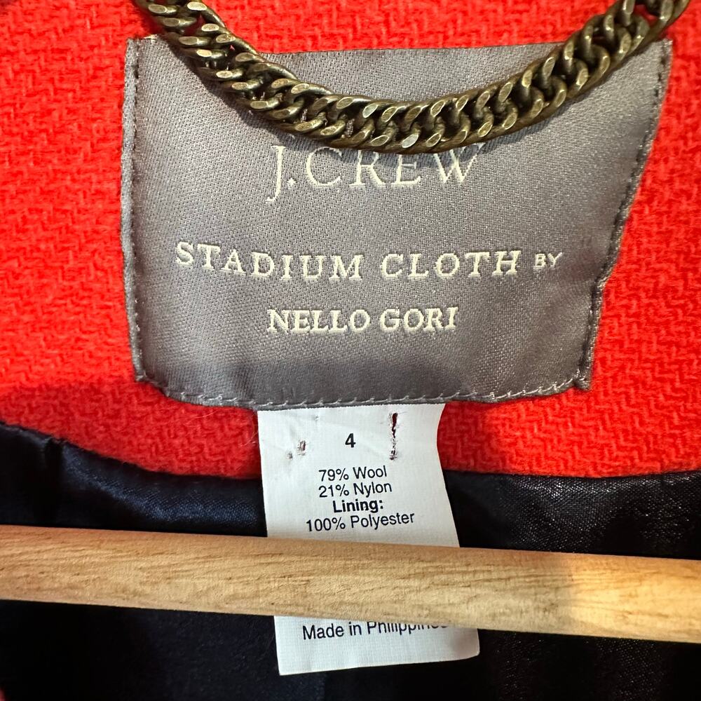 J. Crew Stadium Cloth by Nello Gori Wool blend Pea coat Red 4 - Picture 2 of 10